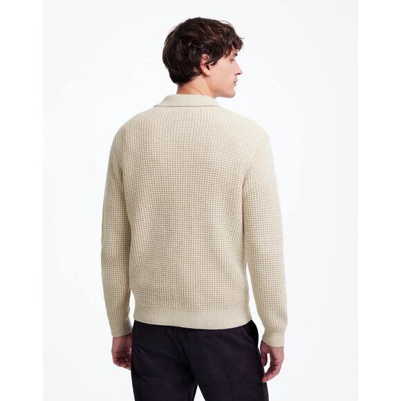 NWT Madewell Johnny-Collar Sweater Polo Shirt in Waffle Knit Light Sand Size XS - Picture 2 of 6